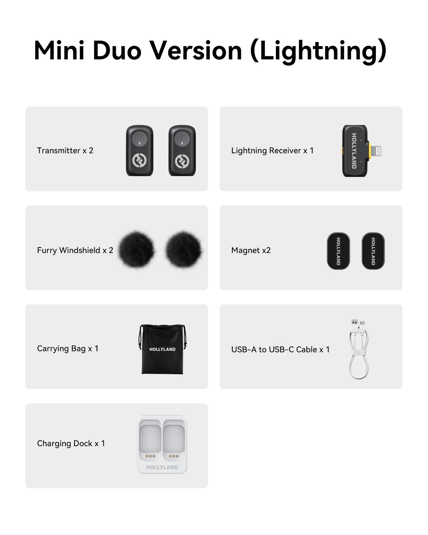 Hollyland Lark A1 Wireless Microphone for iPhone 17/16/15 & Android, 48kHz/24-bit, 3-Level Intelligent Noise Cancel, Magnetic Mini Mic for YouTube, Podcast, Vlogging (Black, 2TX + USB-C RX)