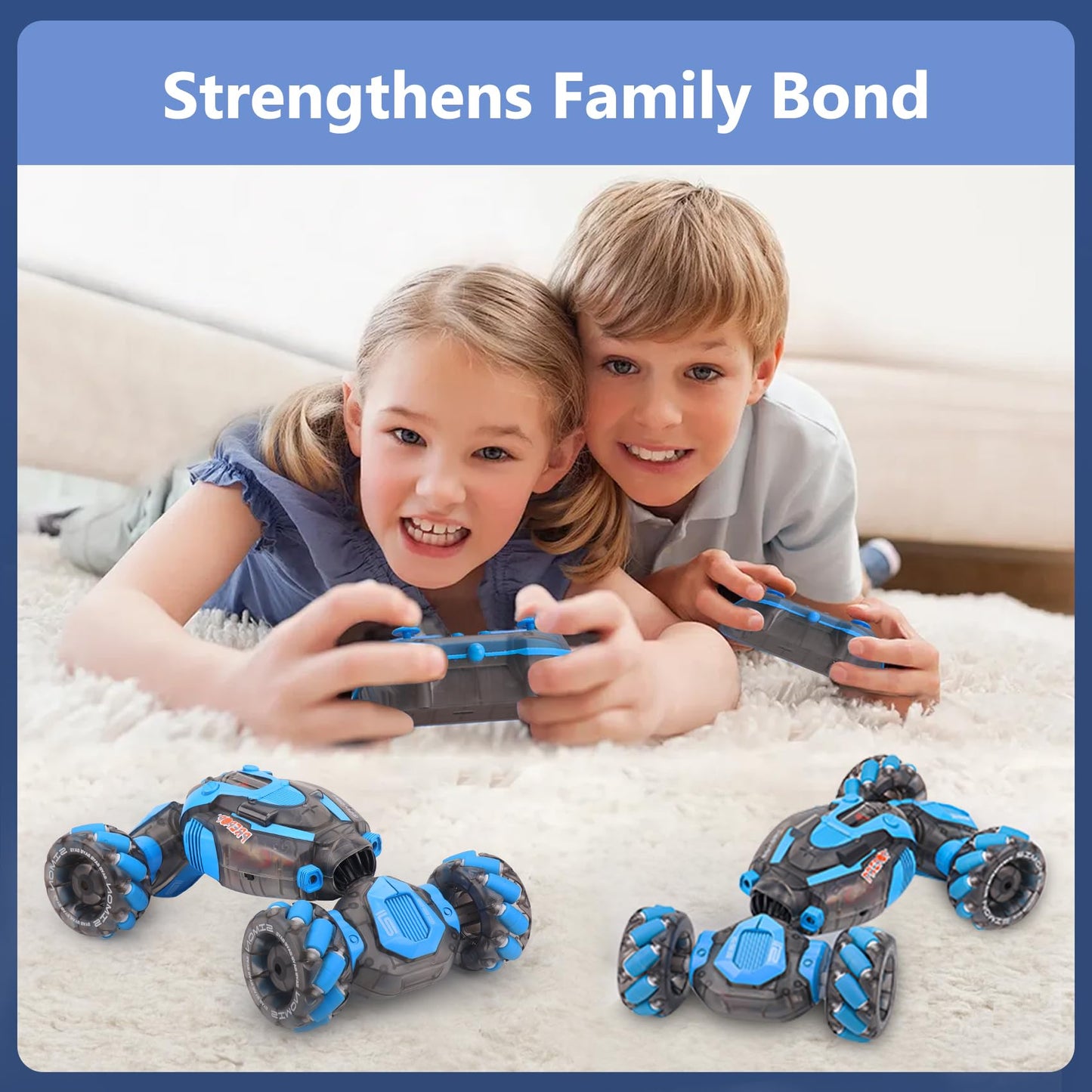 PREPOP Gesture Sensing RC Stunt Car, Birthday for Age 6 7 8-12 13+ Year Old Boys - Cool Toys for Kids, Hand Controlled Remote Control Twist Vehicle with Lights & Music, 4WD Rotating