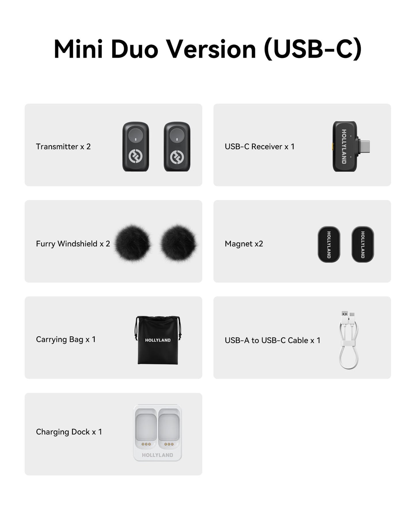 Hollyland Lark A1 Wireless Microphone for iPhone 17/16/15 & Android, 48kHz/24-bit, 3-Level Intelligent Noise Cancel, Magnetic Mini Mic for YouTube, Podcast, Vlogging (Black, 2TX + USB-C RX)