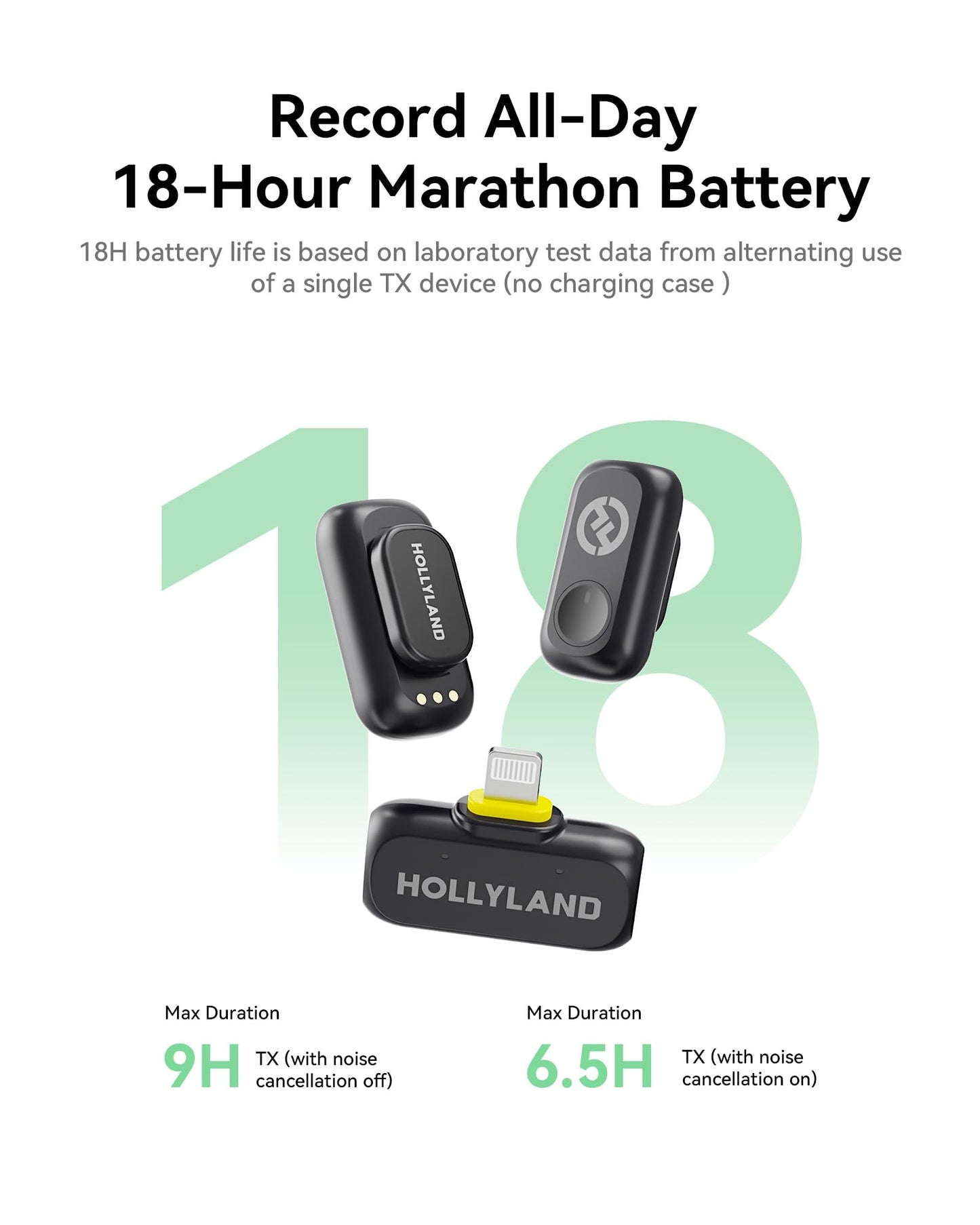 Hollyland Lark A1 Wireless Microphone for iPhone 17/16/15 & Android, 48kHz/24-bit, 3-Level Intelligent Noise Cancel, Magnetic Mini Mic for YouTube, Podcast, Vlogging (Black, 2TX + USB-C RX)