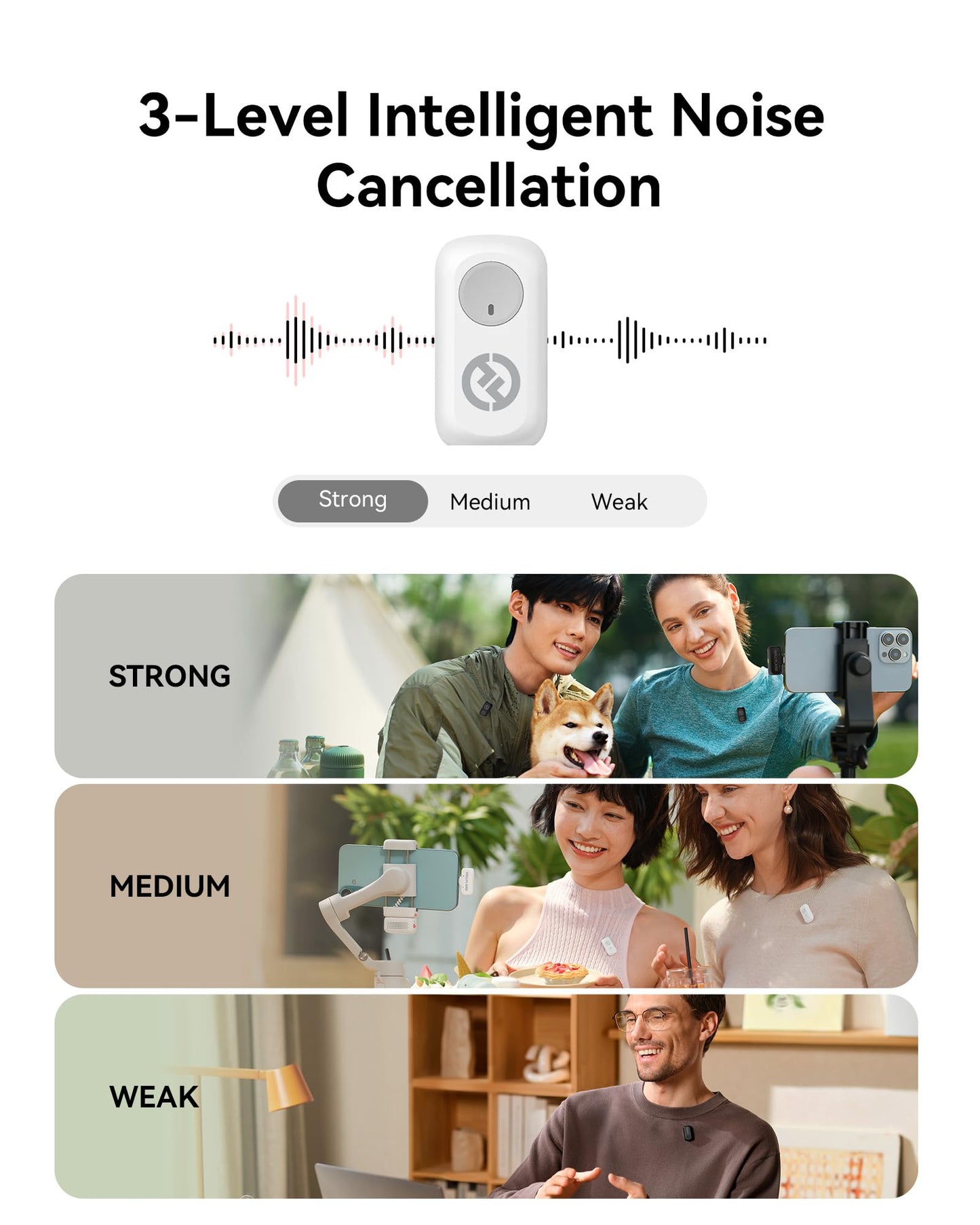 Hollyland Lark A1 Wireless Microphone for iPhone 17/16/15 & Android, 48kHz/24-bit, 3-Level Intelligent Noise Cancel, Magnetic Mini Mic for YouTube, Podcast, Vlogging (Black, 2TX + USB-C RX)