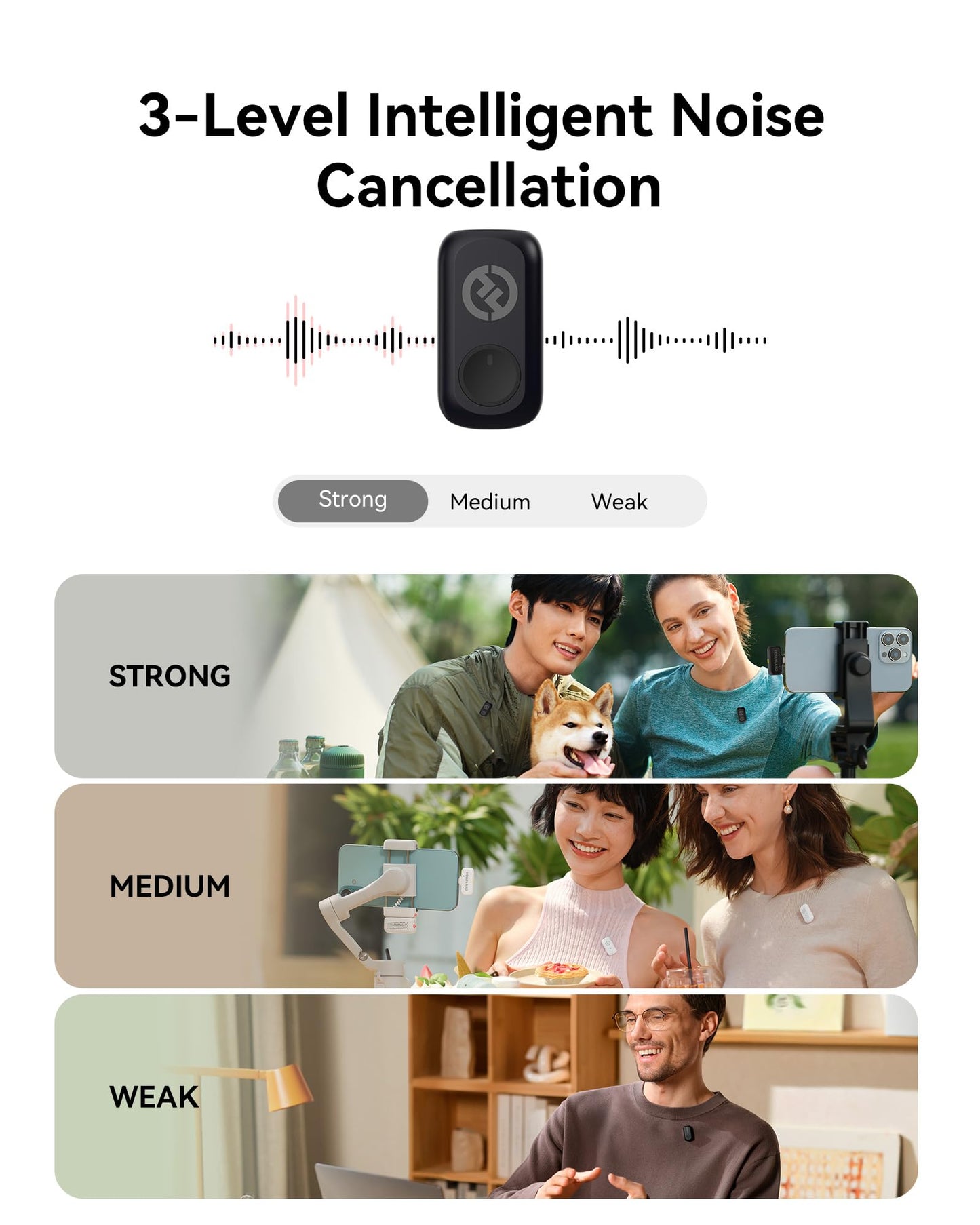 Hollyland Lark A1 Wireless Microphone for iPhone 17/16/15 & Android, 48kHz/24-bit, 3-Level Intelligent Noise Cancel, Magnetic Mini Mic for YouTube, Podcast, Vlogging (Black, 2TX + USB-C RX)