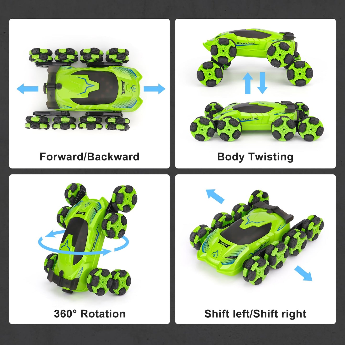 PREPOP Gesture Sensing RC Stunt Car, Birthday for Age 6 7 8-12 13+ Year Old Boys - Cool Toys for Kids, Hand Controlled Remote Control Twist Vehicle with Lights & Music, 4WD Rotating