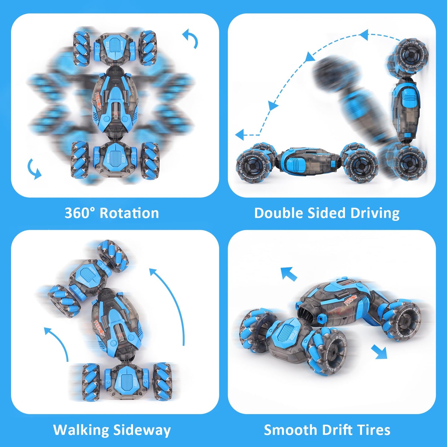 PREPOP Gesture Sensing RC Stunt Car, Birthday for Age 6 7 8-12 13+ Year Old Boys - Cool Toys for Kids, Hand Controlled Remote Control Twist Vehicle with Lights & Music, 4WD Rotating