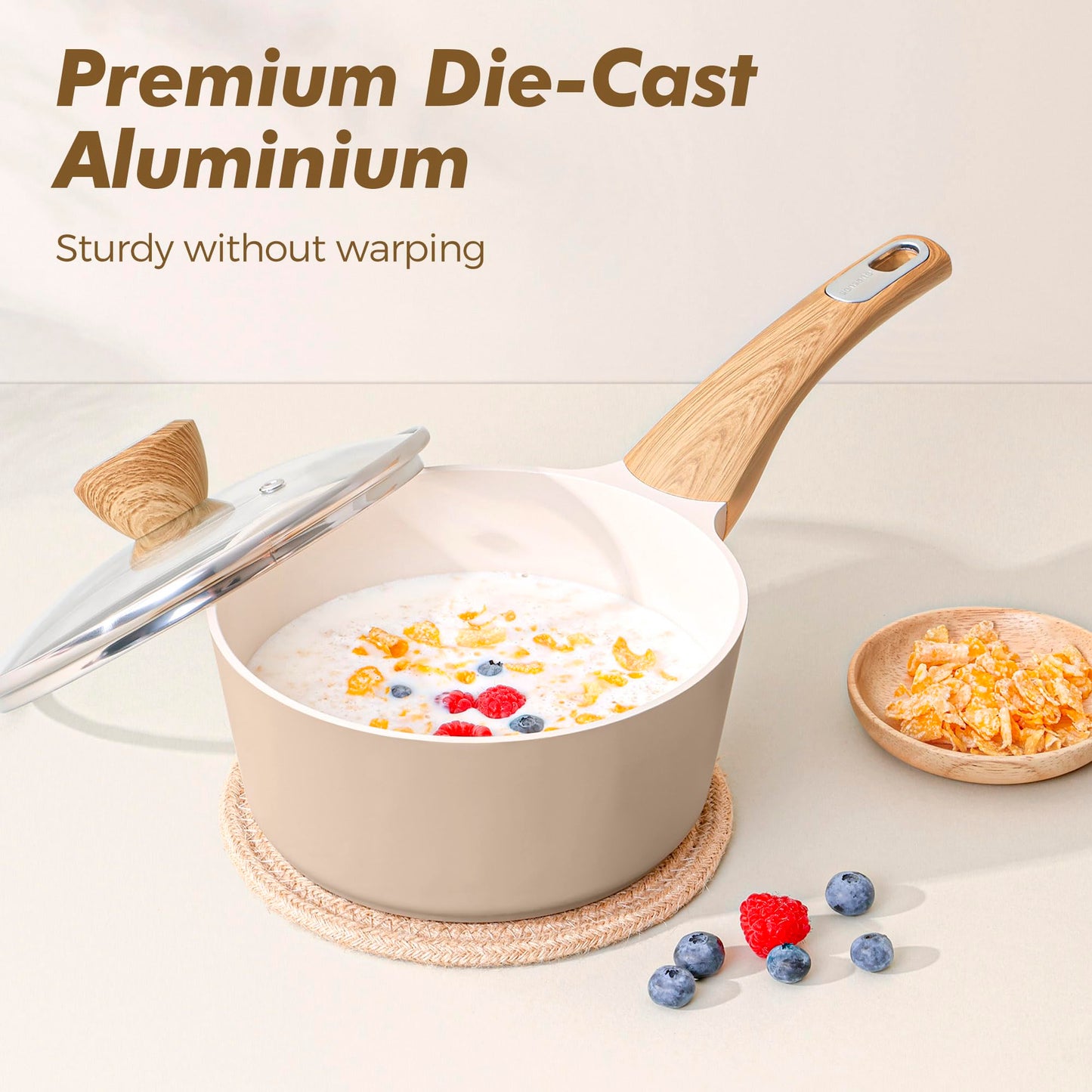 SENSARTE Ceramic Cookware Set, Pots and Pans Set Non stick, 14-Piece Induction Cookware, Non toxic Healthy Non Stick Kitchen Cooking Set, with Frying Pans Set, PFAS PTFE PFOA PFOS Free