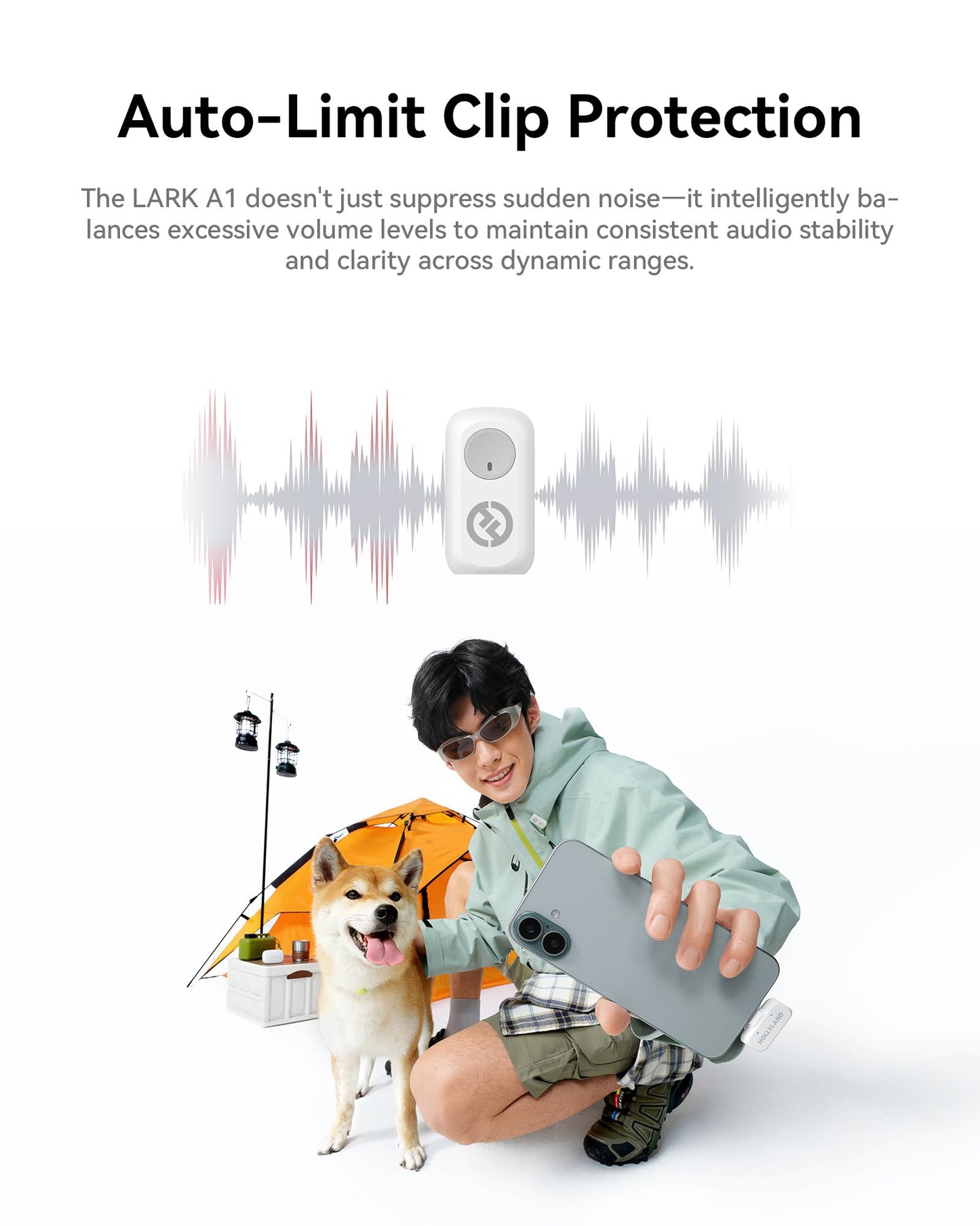 Hollyland Lark A1 Wireless Microphone for iPhone 17/16/15 & Android, 48kHz/24-bit, 3-Level Intelligent Noise Cancel, Magnetic Mini Mic for YouTube, Podcast, Vlogging (Black, 2TX + USB-C RX)