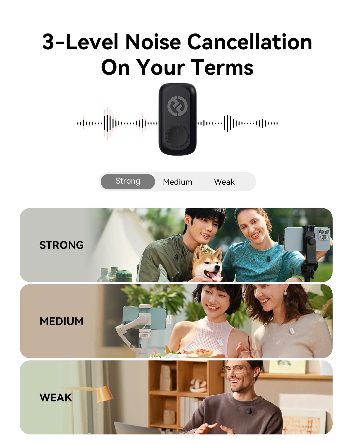 Hollyland Lark A1 Wireless Microphone for iPhone 17/16/15 & Android, 48kHz/24-bit, 3-Level Intelligent Noise Cancel, Magnetic Mini Mic for YouTube, Podcast, Vlogging (Black, 2TX + USB-C RX)