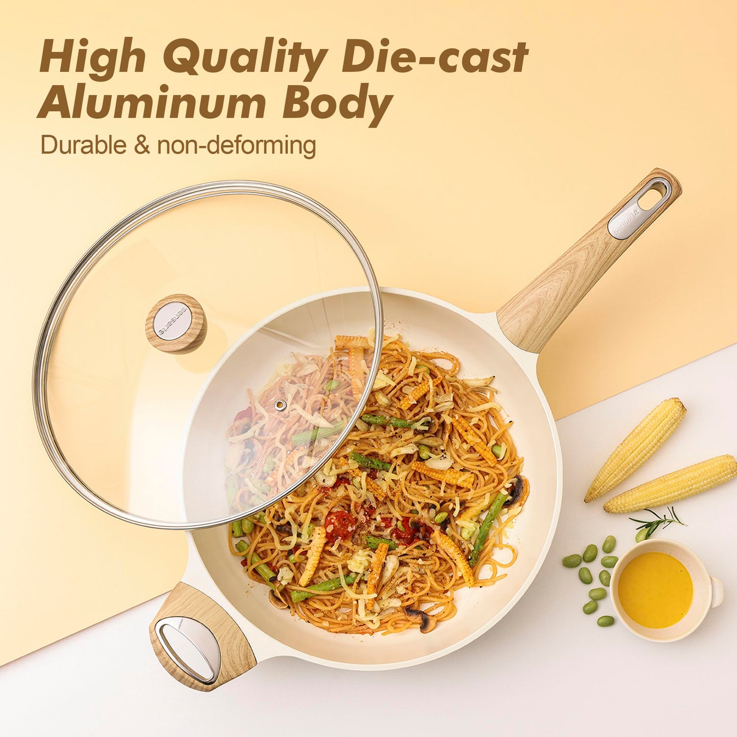 SENSARTE Ceramic Cookware Set, Pots and Pans Set Non stick, 14-Piece Induction Cookware, Non toxic Healthy Non Stick Kitchen Cooking Set, with Frying Pans Set, PFAS PTFE PFOA PFOS Free