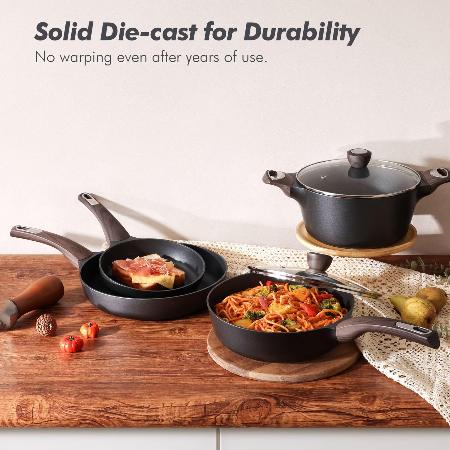 SENSARTE Ceramic Cookware Set, Pots and Pans Set Non stick, 14-Piece Induction Cookware, Non toxic Healthy Non Stick Kitchen Cooking Set, with Frying Pans Set, PFAS PTFE PFOA PFOS Free