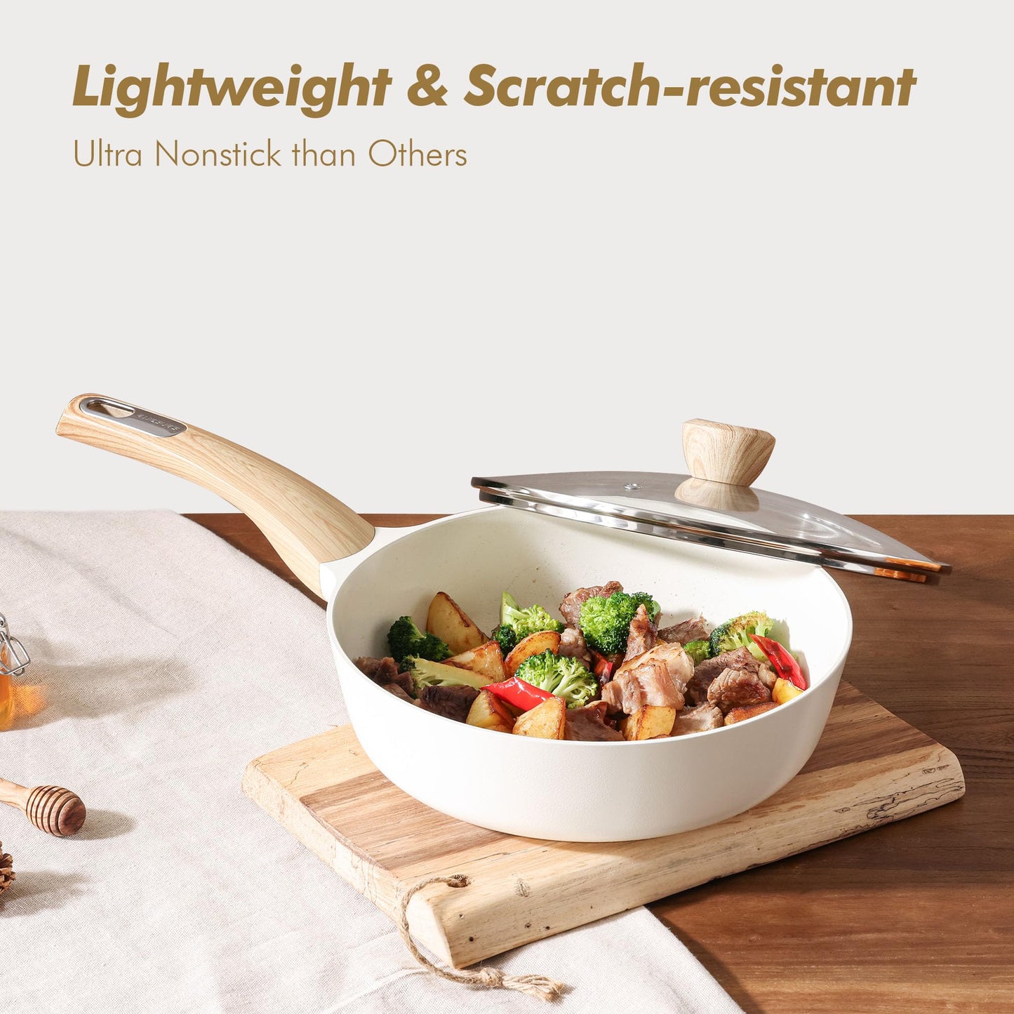 SENSARTE Ceramic Cookware Set, Pots and Pans Set Non stick, 14-Piece Induction Cookware, Non toxic Healthy Non Stick Kitchen Cooking Set, with Frying Pans Set, PFAS PTFE PFOA PFOS Free