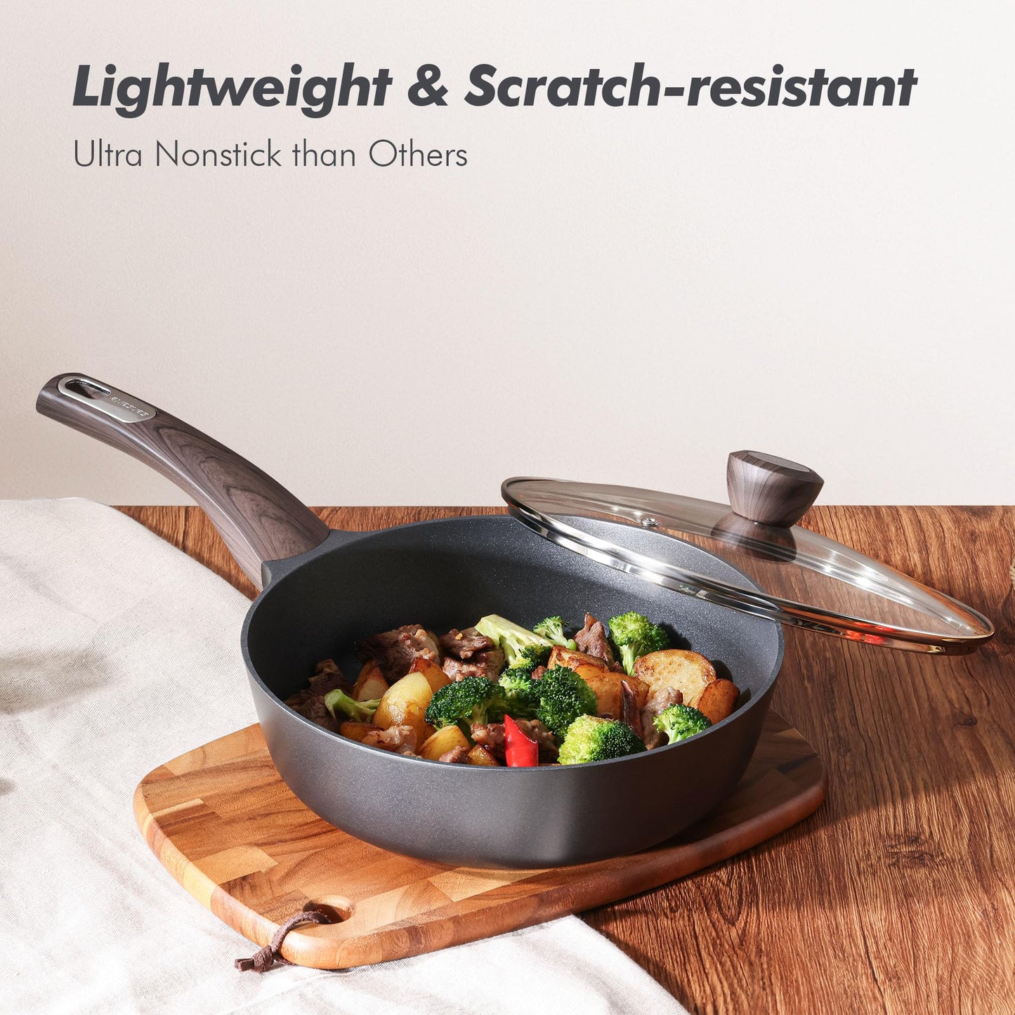 SENSARTE Ceramic Cookware Set, Pots and Pans Set Non stick, 14-Piece Induction Cookware, Non toxic Healthy Non Stick Kitchen Cooking Set, with Frying Pans Set, PFAS PTFE PFOA PFOS Free