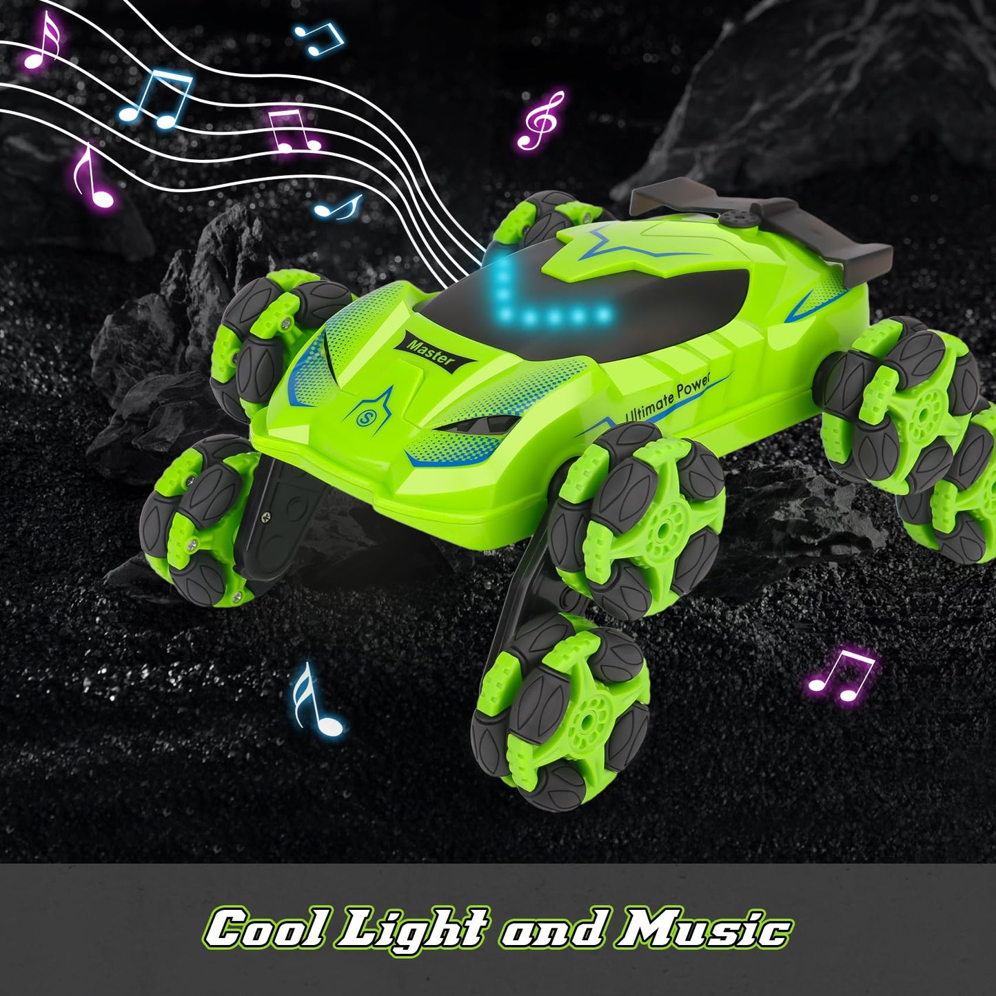 PREPOP Gesture Sensing RC Stunt Car, Birthday for Age 6 7 8-12 13+ Year Old Boys - Cool Toys for Kids, Hand Controlled Remote Control Twist Vehicle with Lights & Music, 4WD Rotating