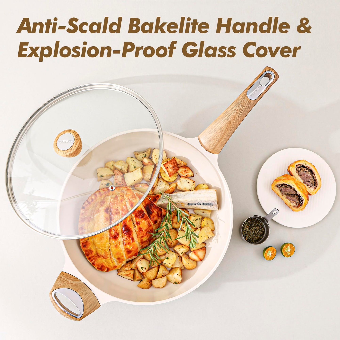 SENSARTE Ceramic Cookware Set, Pots and Pans Set Non stick, 14-Piece Induction Cookware, Non toxic Healthy Non Stick Kitchen Cooking Set, with Frying Pans Set, PFAS PTFE PFOA PFOS Free