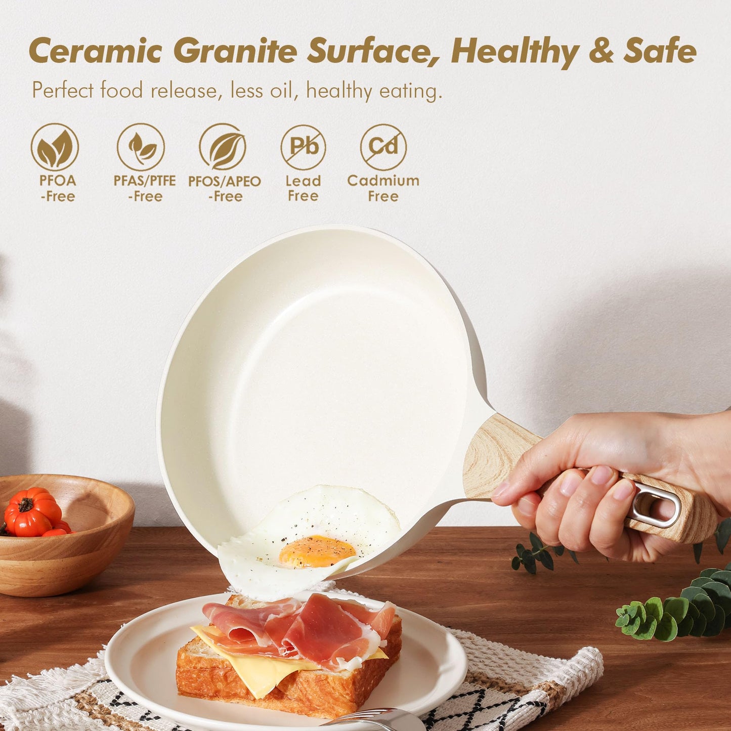 SENSARTE Ceramic Cookware Set, Pots and Pans Set Non stick, 14-Piece Induction Cookware, Non toxic Healthy Non Stick Kitchen Cooking Set, with Frying Pans Set, PFAS PTFE PFOA PFOS Free