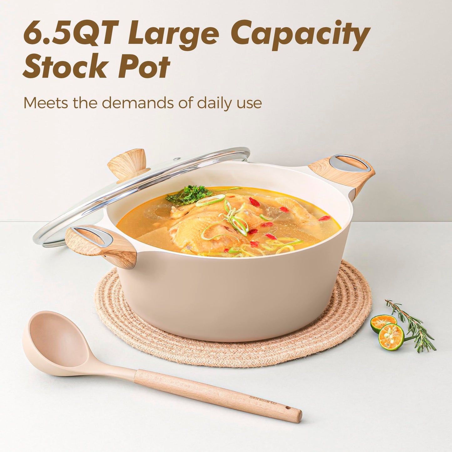 SENSARTE Ceramic Cookware Set, Pots and Pans Set Non stick, 14-Piece Induction Cookware, Non toxic Healthy Non Stick Kitchen Cooking Set, with Frying Pans Set, PFAS PTFE PFOA PFOS Free