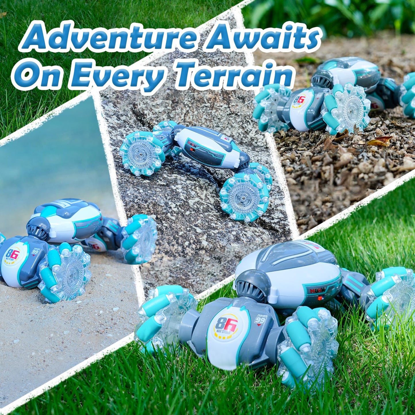 PREPOP Gesture Sensing RC Stunt Car, Birthday for Age 6 7 8-12 13+ Year Old Boys - Cool Toys for Kids, Hand Controlled Remote Control Twist Vehicle with Lights & Music, 4WD Rotating